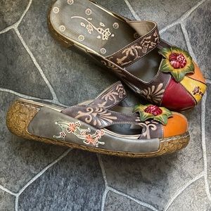 Handmade leather clogs, new never warn. Multiple colors and very detailed.